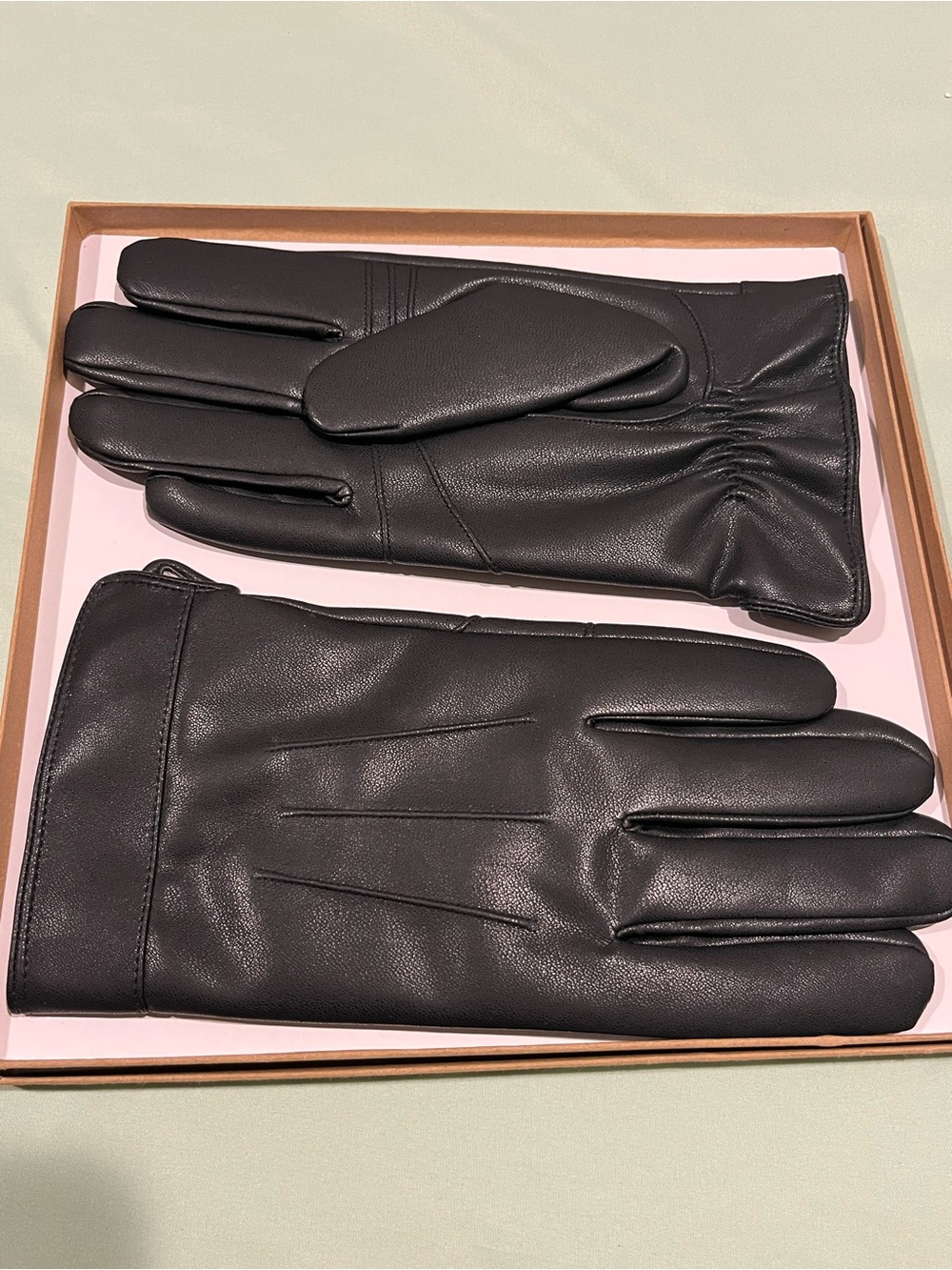 FURTALK classic black leather winter gloves,Women Large